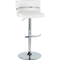 anabelle white vegan leather chrome bar stool   