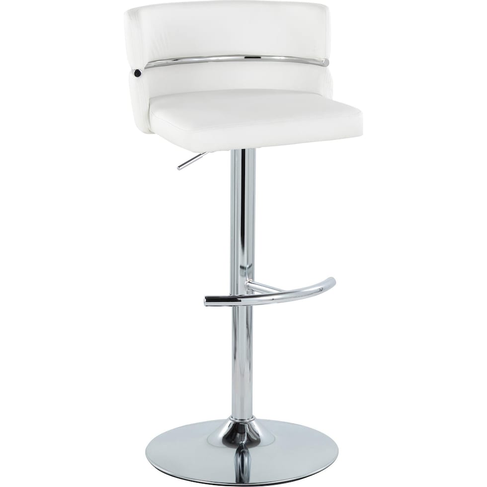 anabelle white vegan leather chrome bar stool   