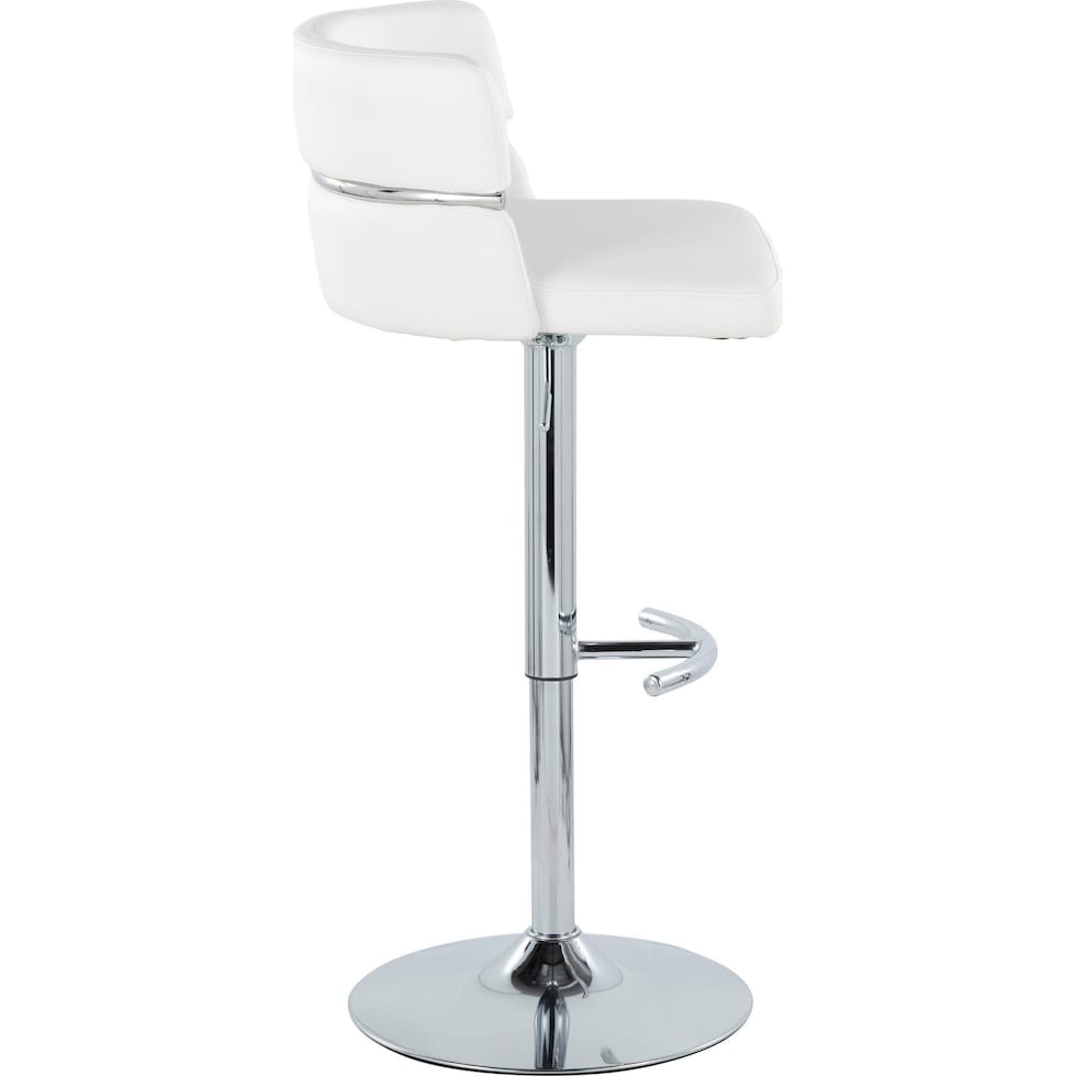 anabelle white vegan leather chrome bar stool   