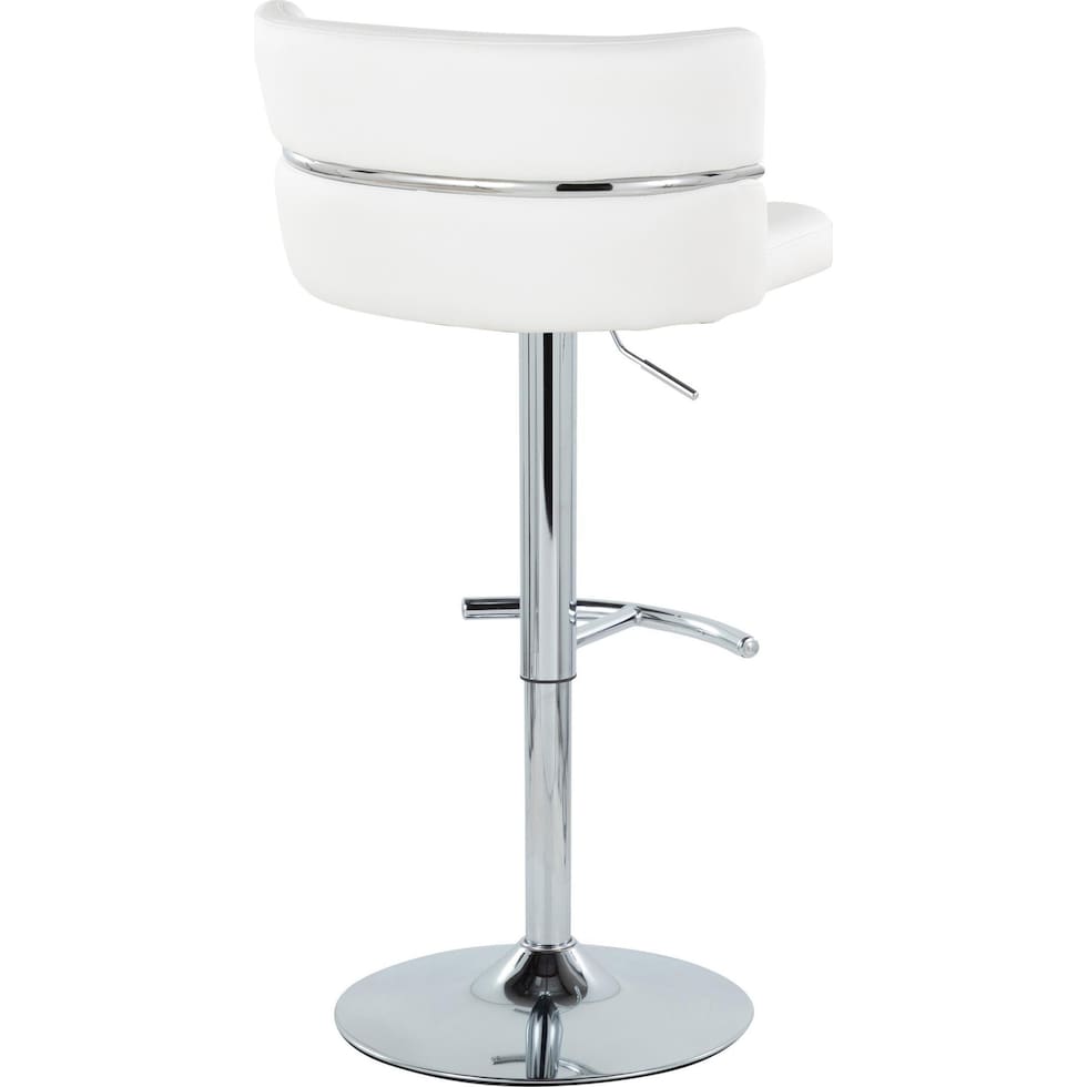 anabelle white vegan leather chrome bar stool   