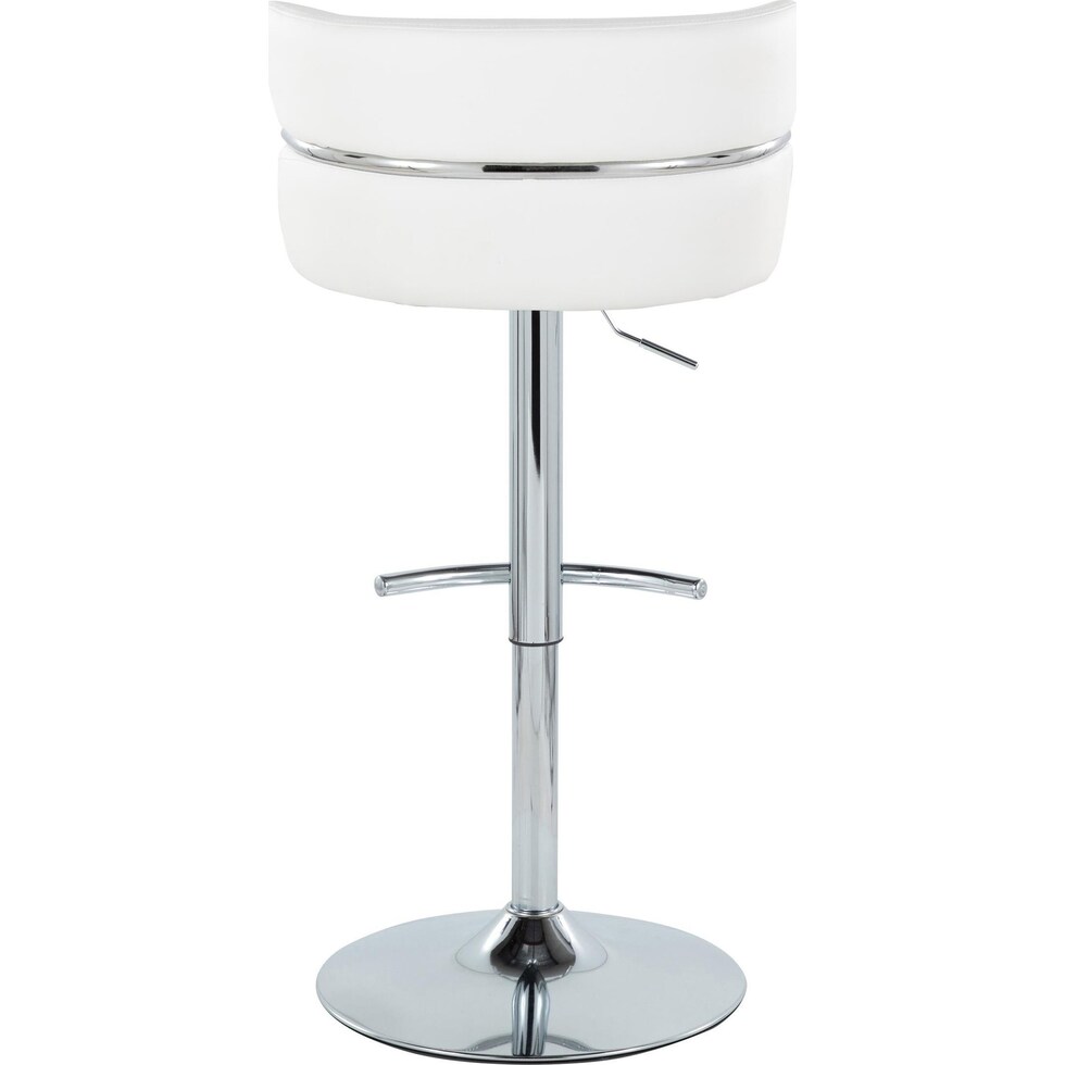 anabelle white vegan leather chrome bar stool   