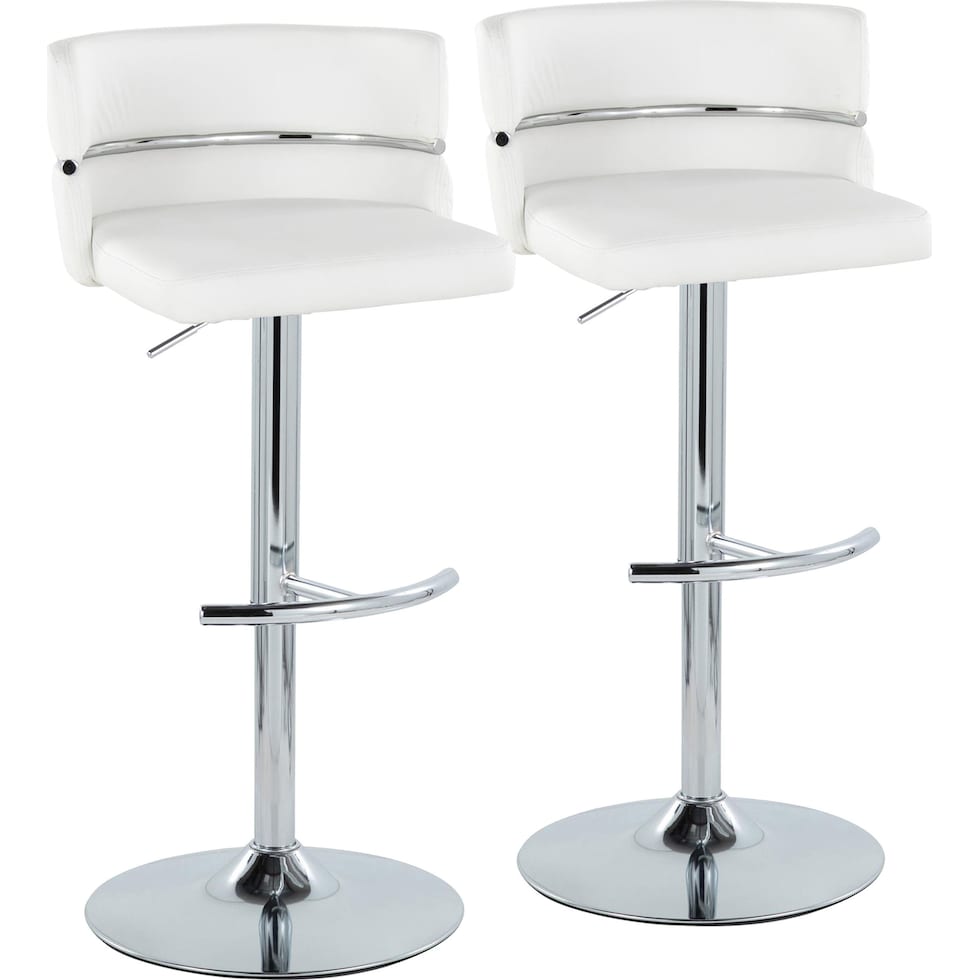 anabelle white vegan leather chrome bar stool   