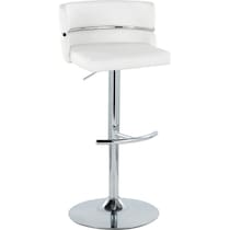 anabelle white vegan leather chrome bar stool   