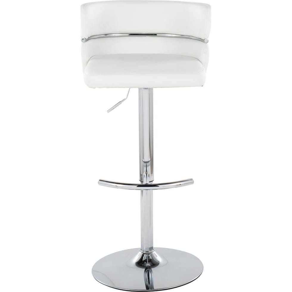 anabelle white vegan leather chrome bar stool   