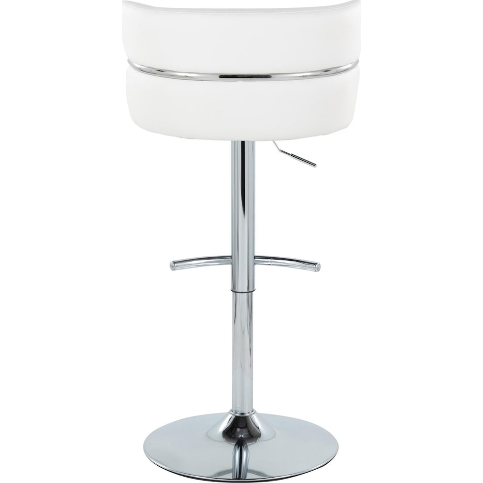 anabelle white vegan leather chrome bar stool   