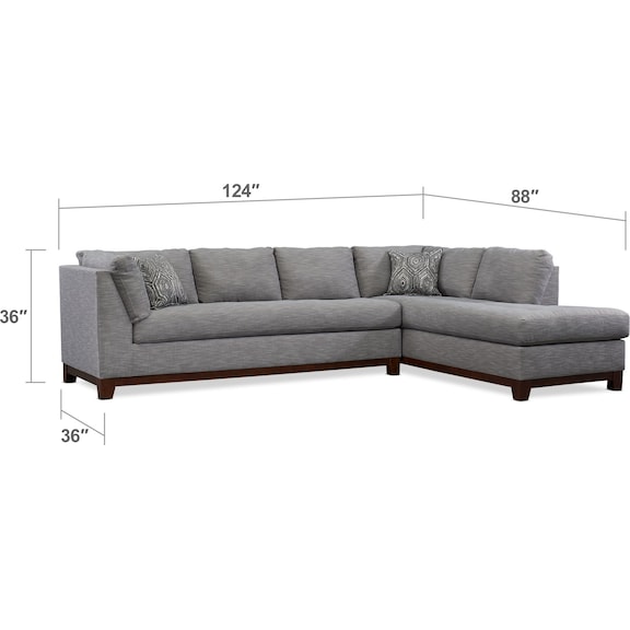 Living Room Furniture - Anderson 2-Piece Sectional with Chaise + FREE OTTOMAN
