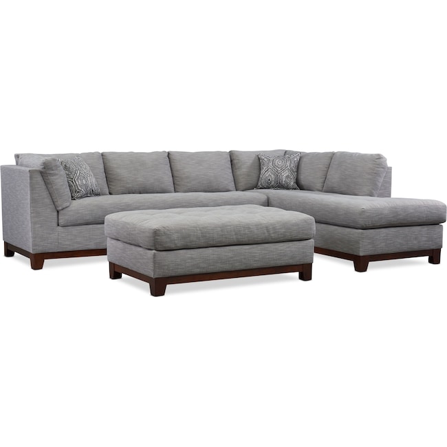 Living Room Furniture - Anderson 2-Piece Sectional with Chaise + FREE OTTOMAN