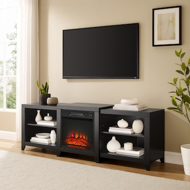 Andie 69" TV Stand with Fireplace - Black