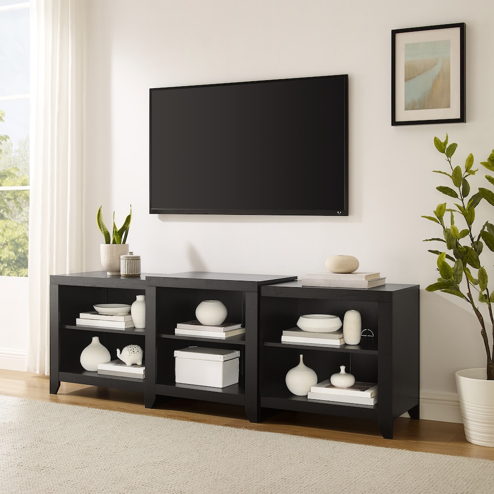 andie black entertainment wall unit   