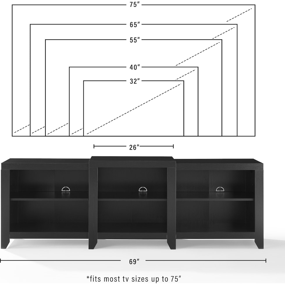 andie black entertainment wall unit   