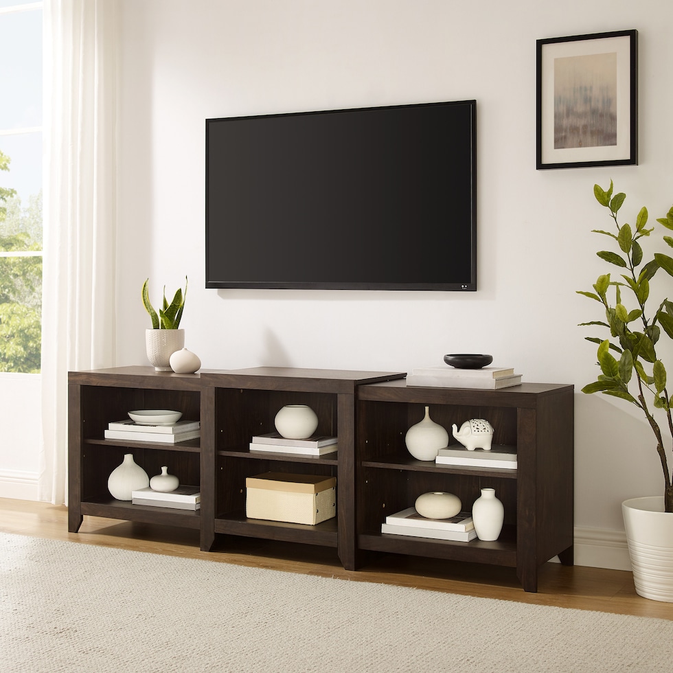 andie dark brown entertainment wall unit   