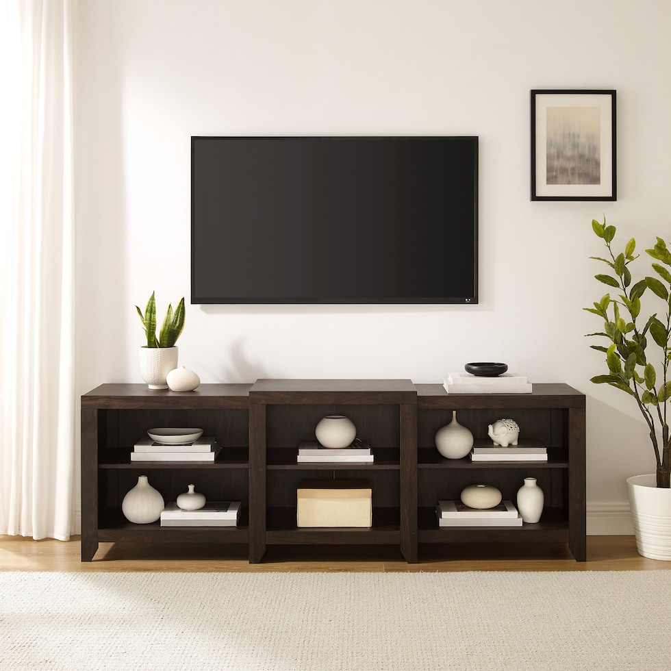 andie dark brown entertainment wall unit   
