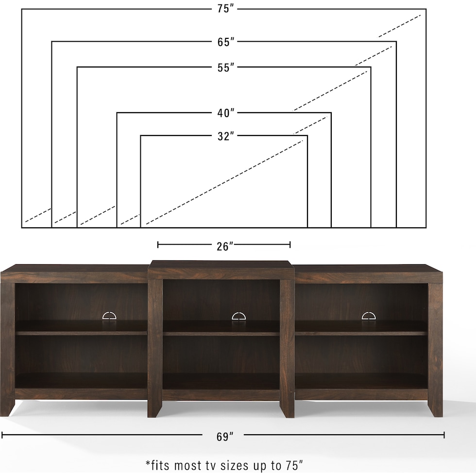 andie dark brown entertainment wall unit   