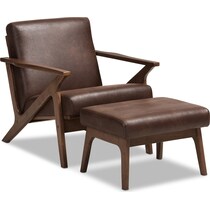 andrea dark brown chair and ottoman   