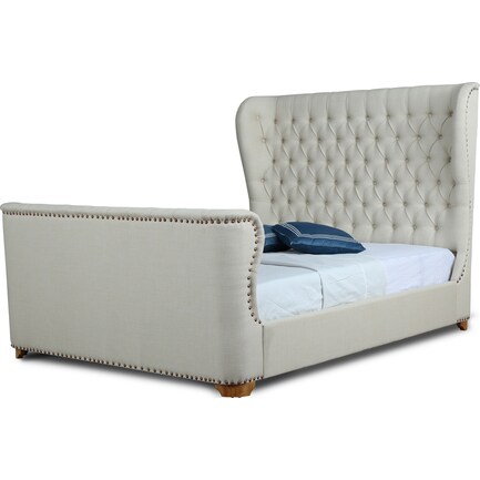 Aniston Upholstered Platform Queen Bed - Ivory