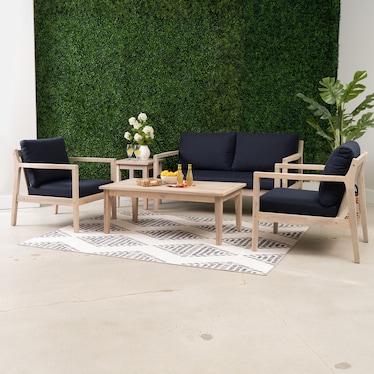Annotto Bay Outdoor Set with Sofa, 2 Chairs, Side Table and Coffee Table