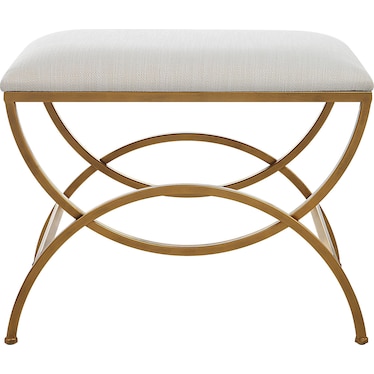 Cullen Bench - Antique Brass/Off-White