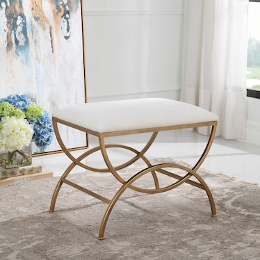 Cullen Bench - Antique Brass/Off-White