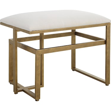 Alfred Bench - Antique Brass/Off-White