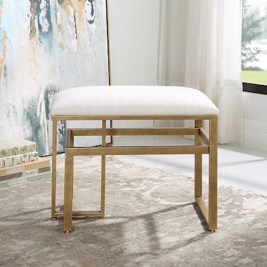 Alfred Bench - Antique Brass/Off-White