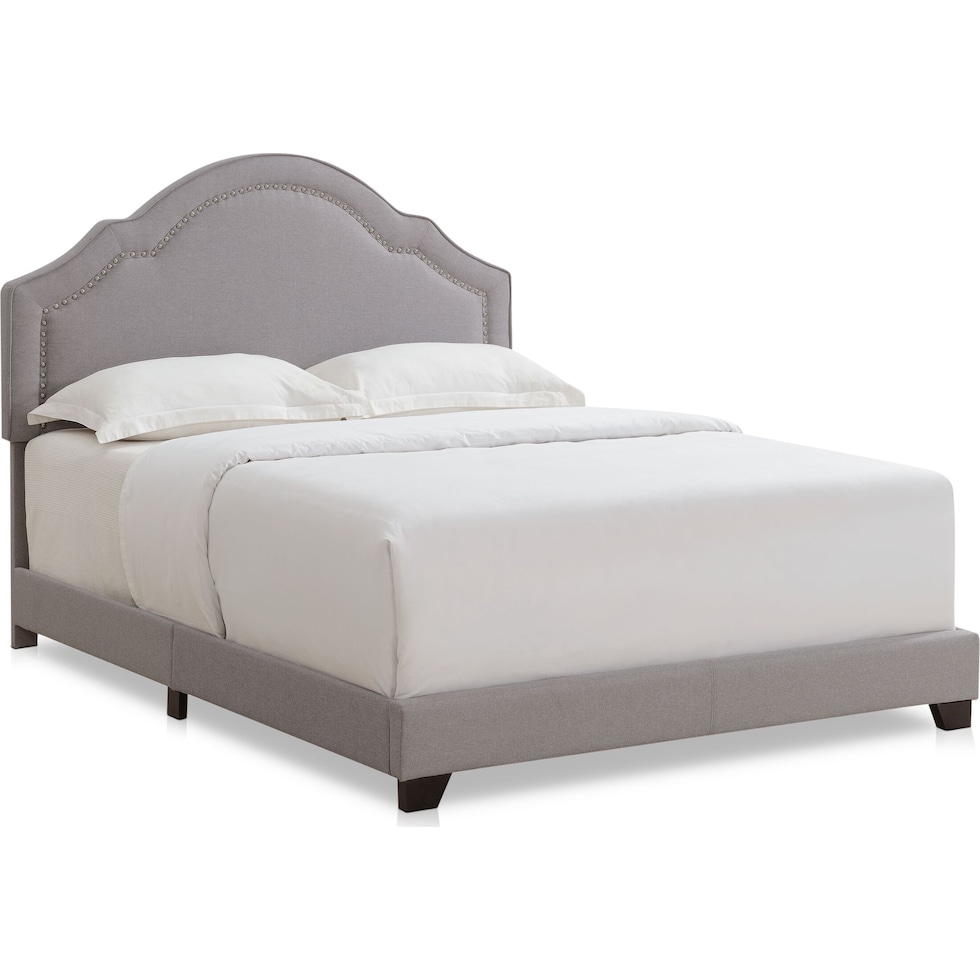 archie gray queen upholstered bed   