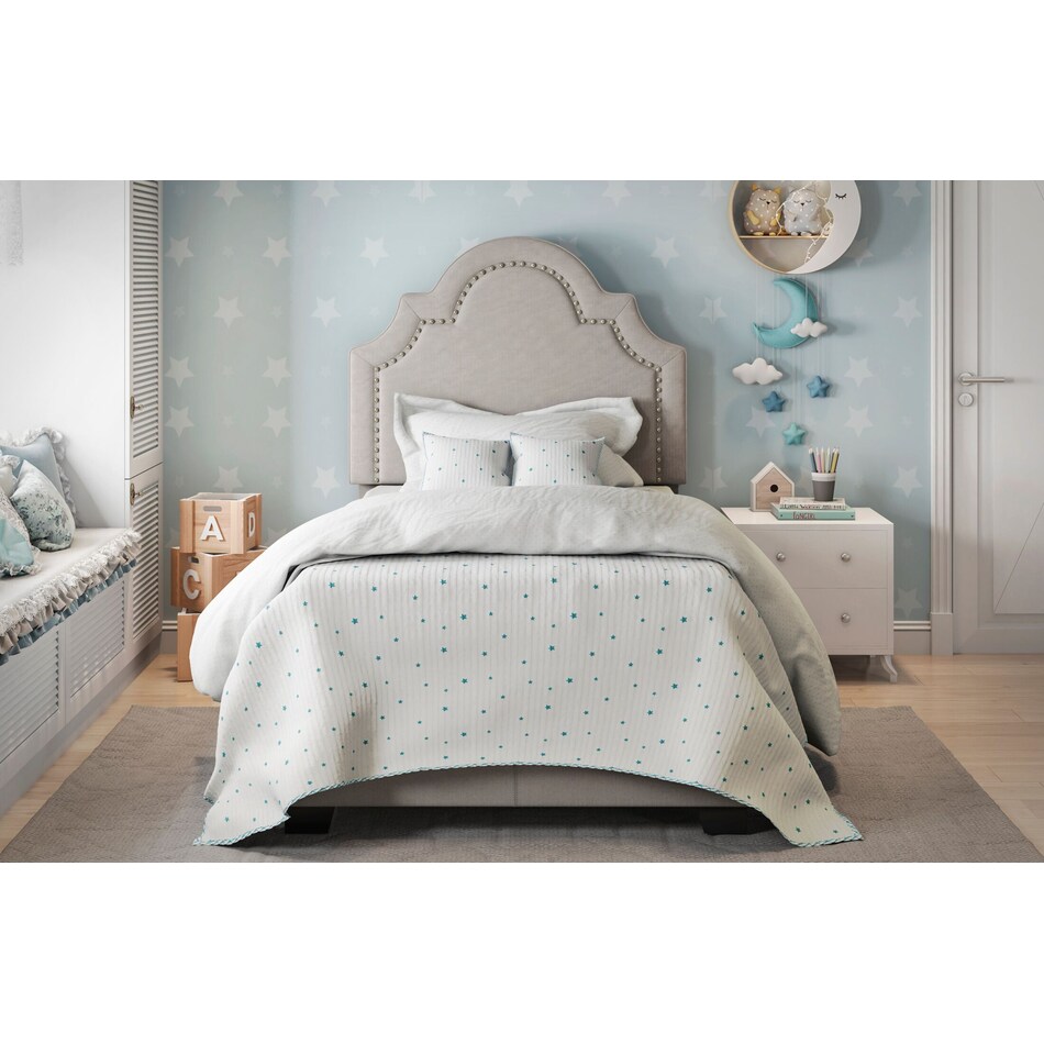 Archie Twin Upholstered Bed Light Gray Value City Furniture
