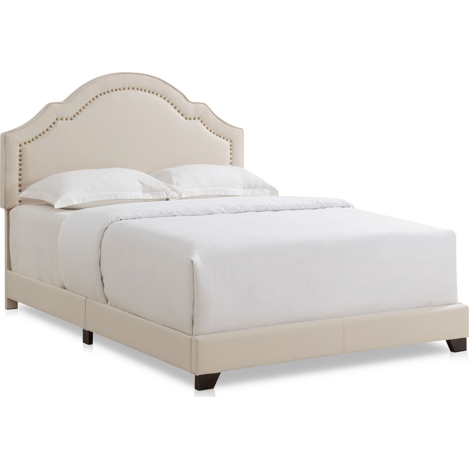 archie light brown queen upholstered bed   