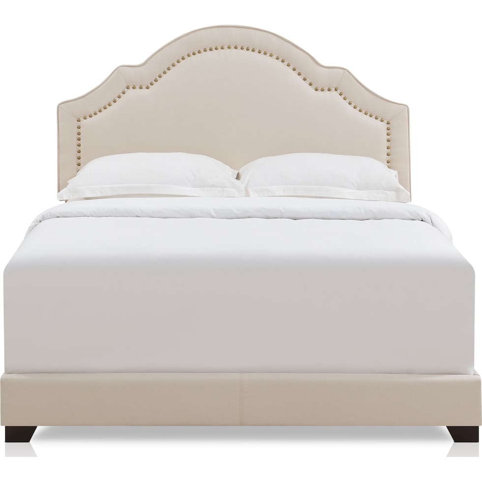 archie light brown queen upholstered bed   