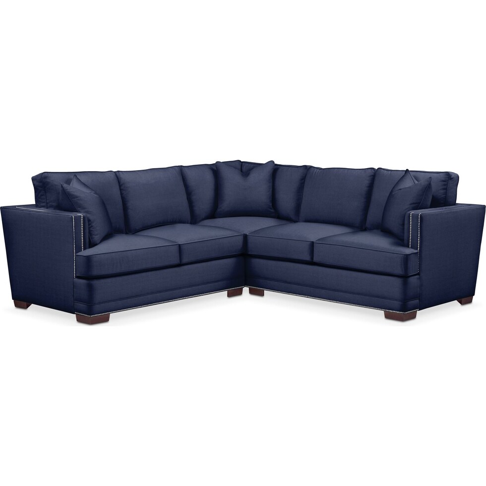 arden blue  pc sectional with left facing loveseat   