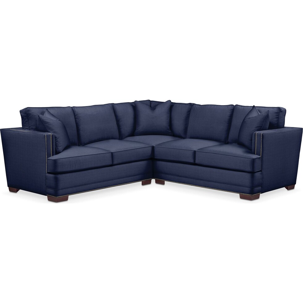 arden blue  pc sectional with left facing loveseat   