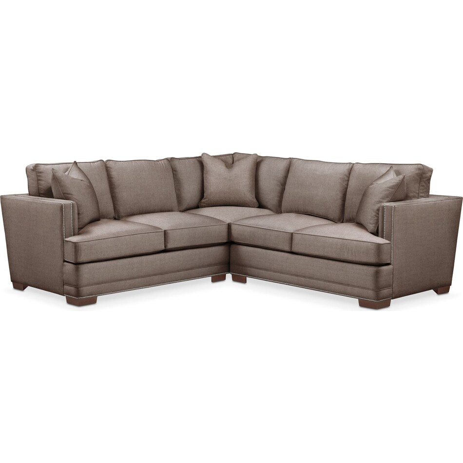 arden dark brown  pc sectional with right facing loveseat   