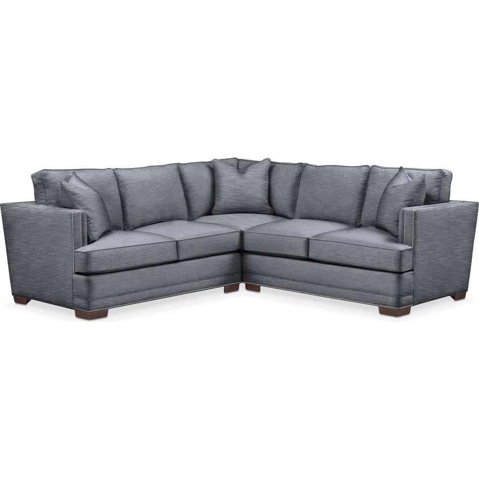 arden dudley indigo  pc sectional with left facing loveseat   