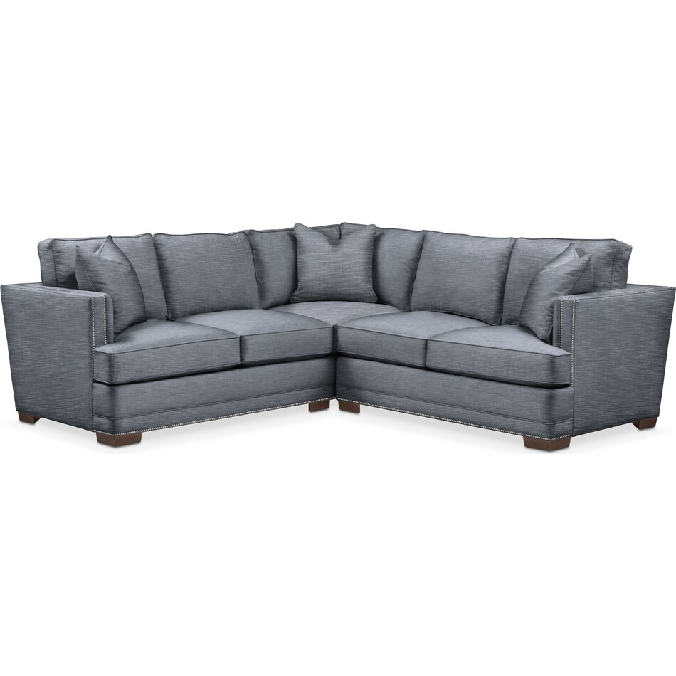 arden dudley indigo  pc sectional with right facing loveseat   