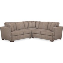 arden light brown  pc sectional with right facing loveseat   