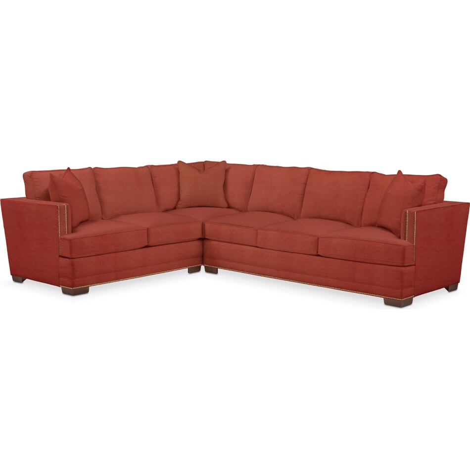 arden orange  pc sectional with left facing loveseat   