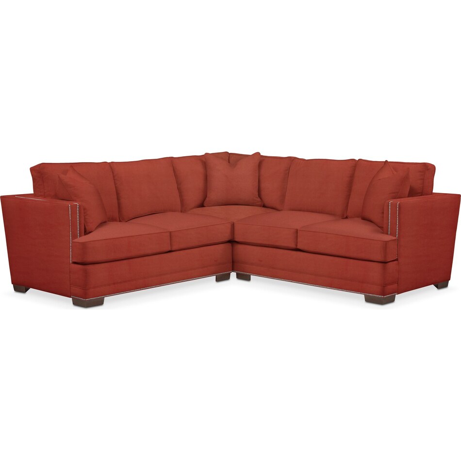 arden orange  pc sectional with right facing loveseat   