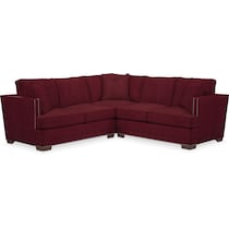 arden red  pc sectional with left facing loveseat   