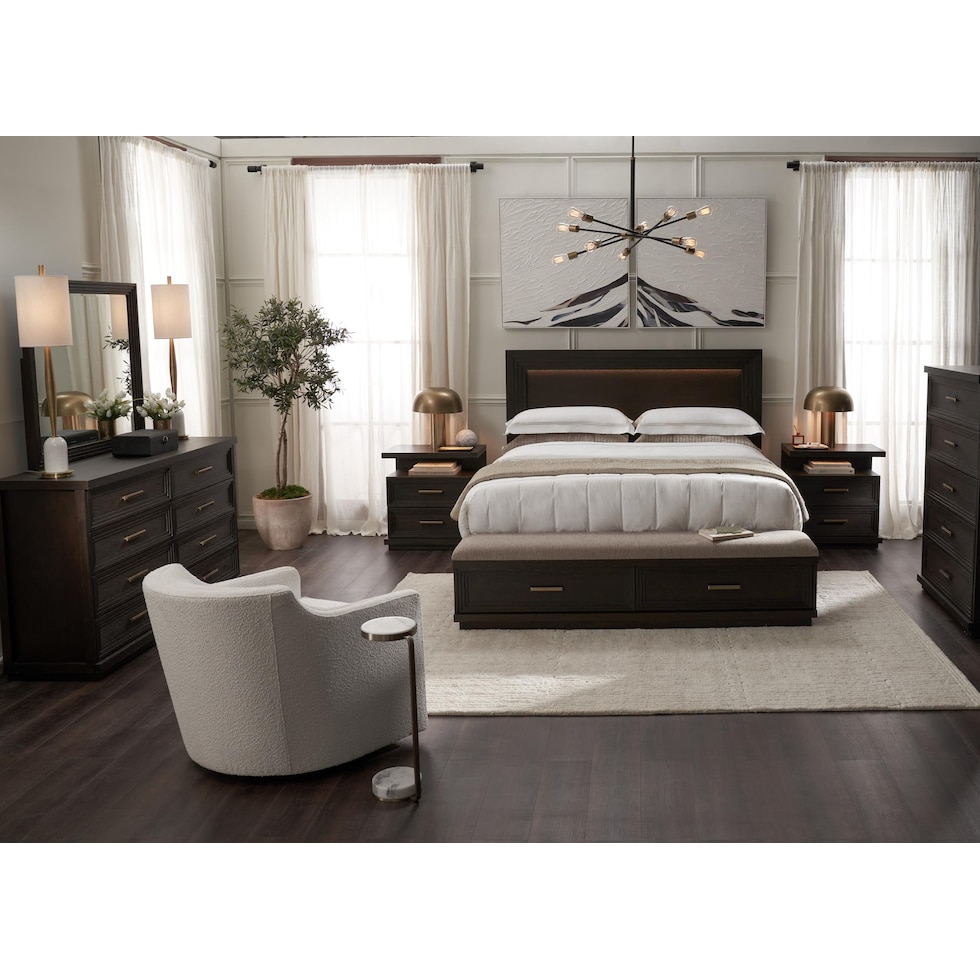 arielle bedroom dark brown  pc queen bedroom   