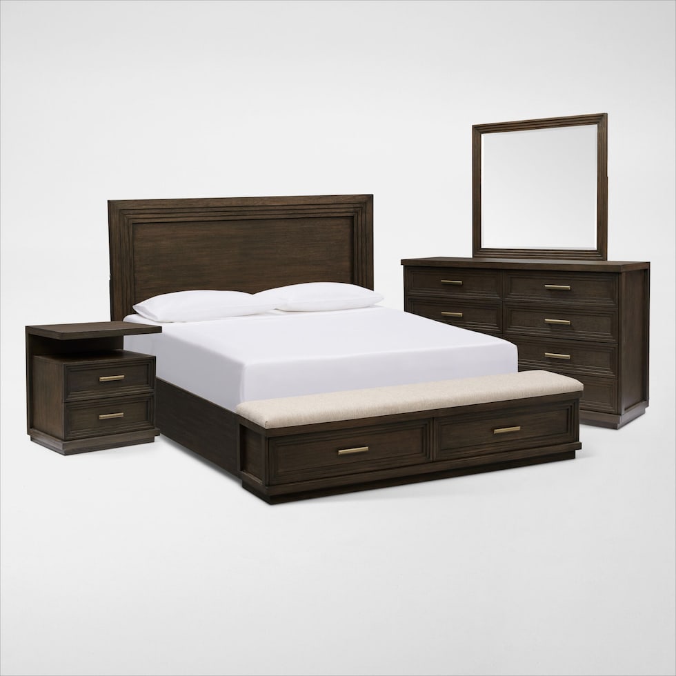 arielle bedroom dark brown  pc king bedroom   