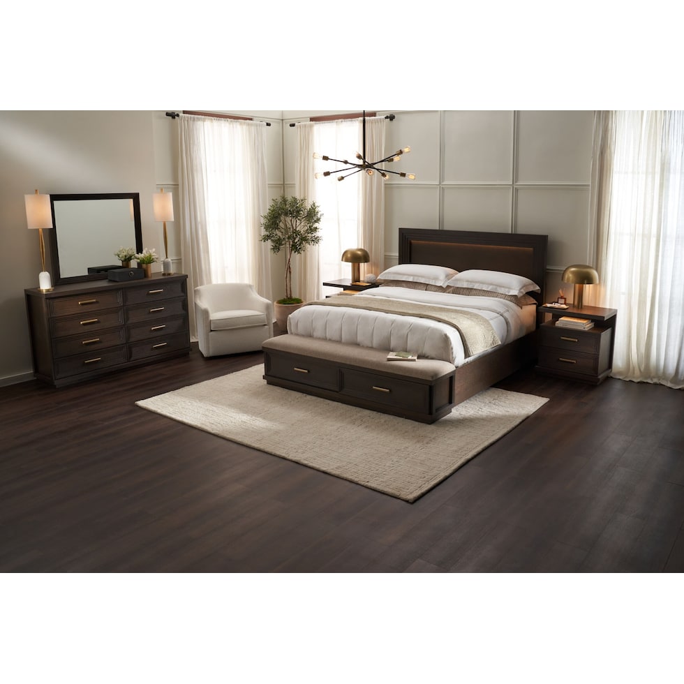 arielle bedroom dark brown  pc queen bedroom   
