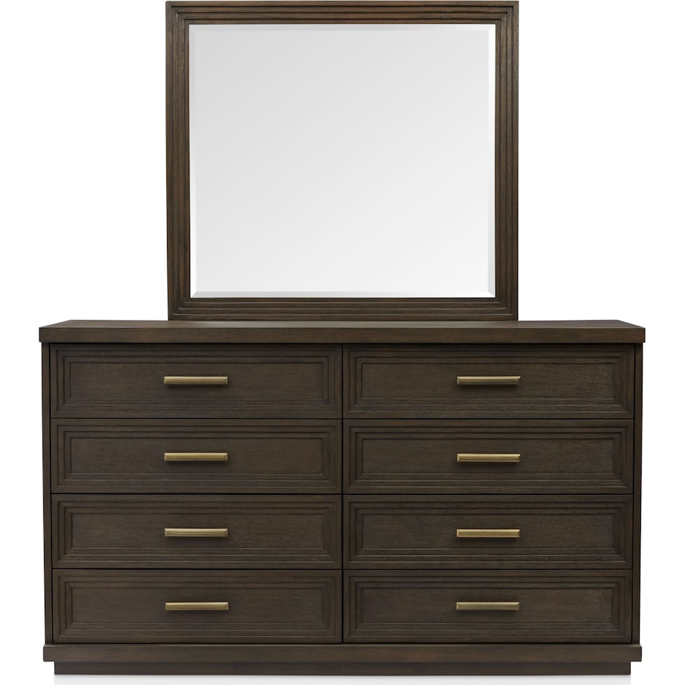 arielle bedroom dark brown dresser and mirror   