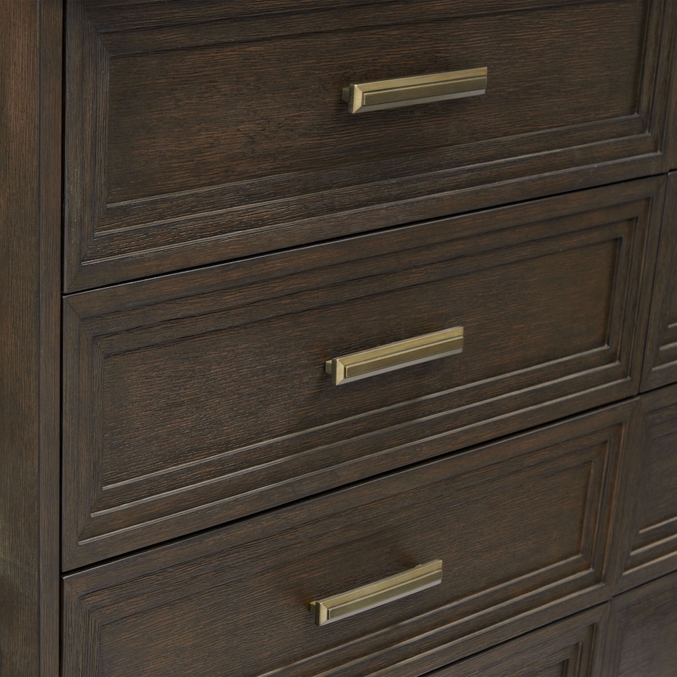 arielle bedroom dark brown dresser and mirror   