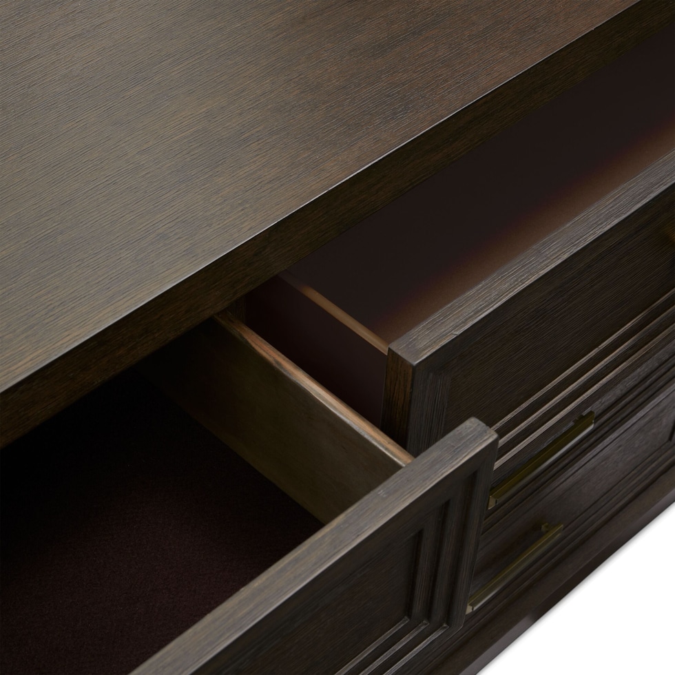 arielle bedroom dark brown dresser and mirror   