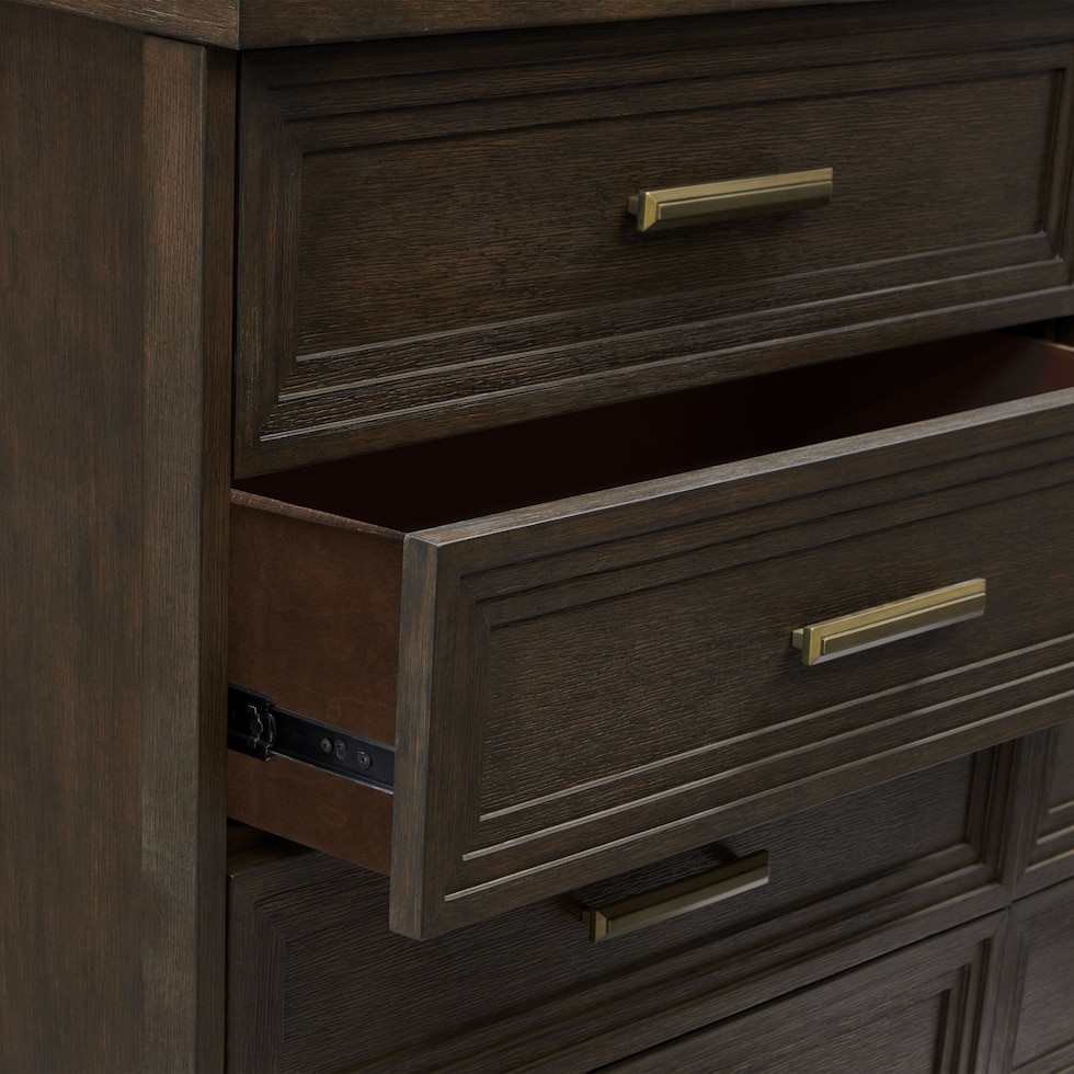 arielle bedroom dark brown dresser and mirror   