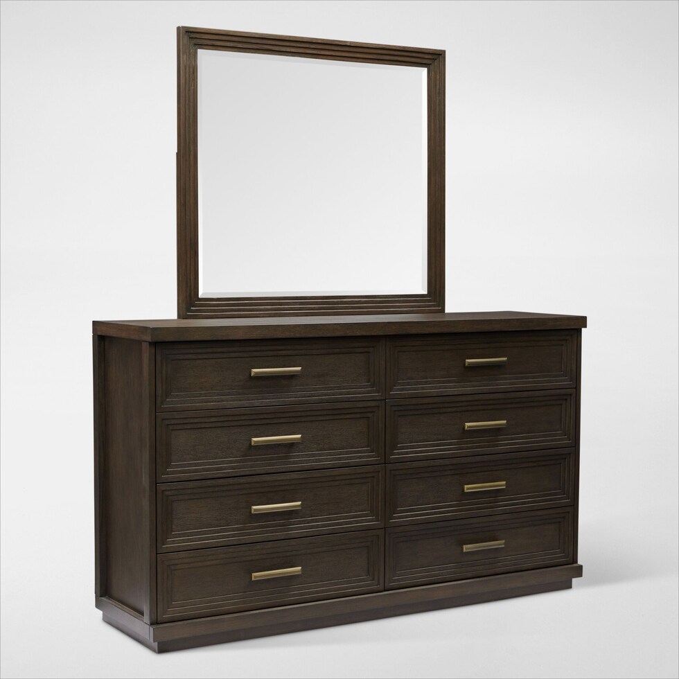 arielle bedroom dark brown dresser and mirror   