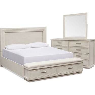 Arielle 5-Piece Bedroom Set with Storage Bed, Dresser and Mirror