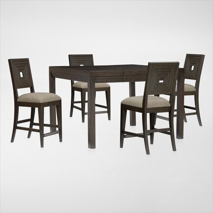 Arielle Counter-Height Extendable Dining Table and 4 Counter-Height Stools - Tobacco