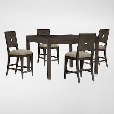 Arielle Counter-Height Extendable Dining Table and 4 Counter-Height Stools