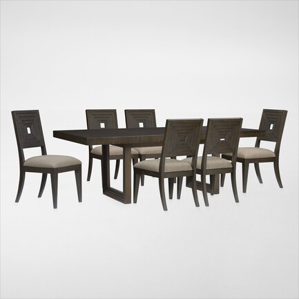 Arielle Extendable Dining Table and 6 Side Chairs - Tobacco