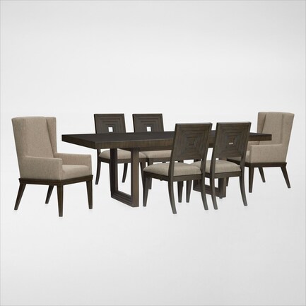Arielle Extendable Dining Table, 4 Side Chairs and 2 Host Chairs - Tobacco